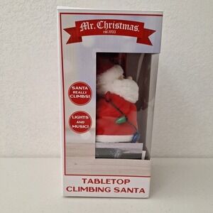 MR. CHRISTMAS Tabletop Climbing Santa  17" Ladder LED Lights & Xmas Carol's NEW